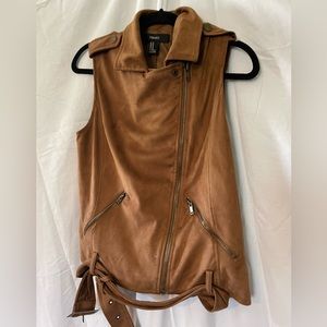 Forever 21, Faux Brown Suede Zipper Vest. Medium